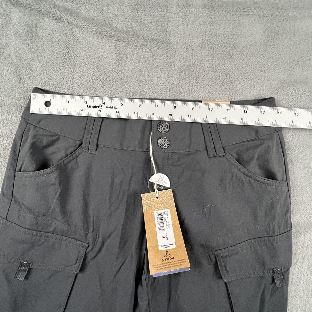 PrAna Sage Convertible Pants Womens 0 Gray Coal Hiking Travel Quick Dry Stretch - Picture 13 of 16